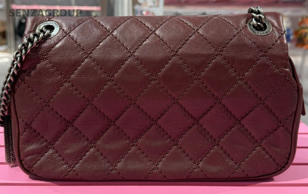 Chanel Classic Flap Calfskin Vintage Chain Shoulder Bag Crossbody Red Women