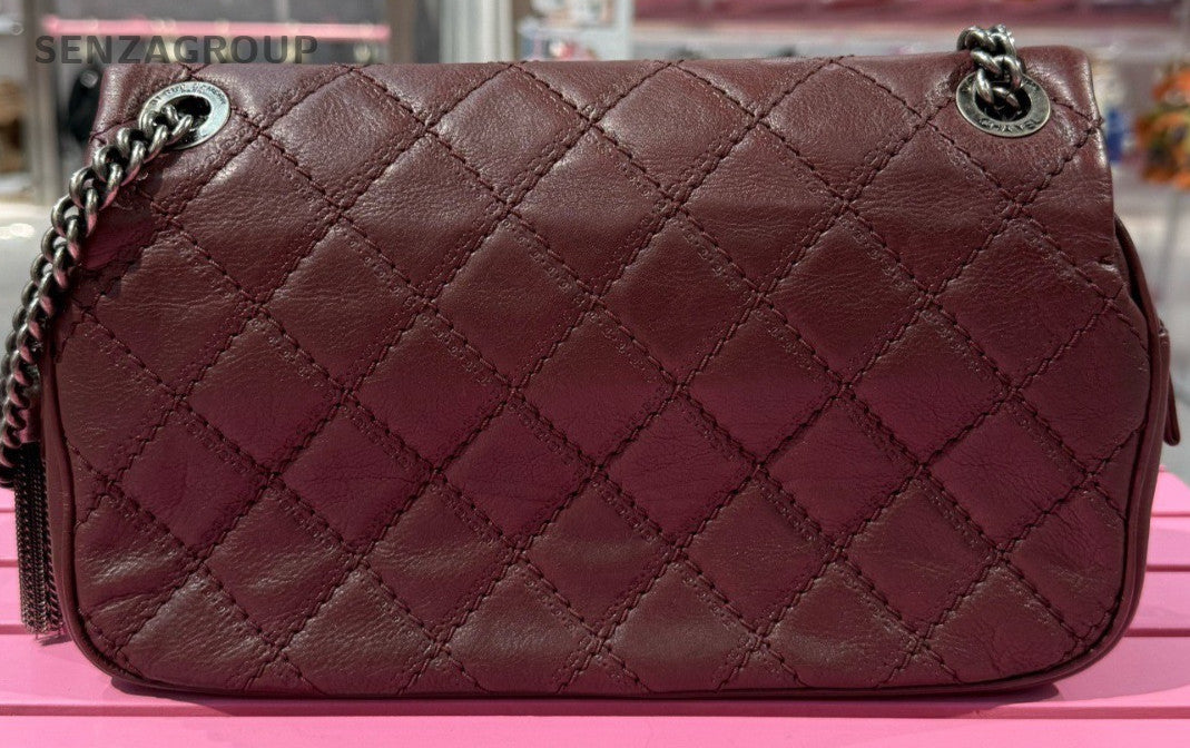 Chanel Classic Flap Calfskin Vintage Chain Shoulder Bag Crossbody Red Women