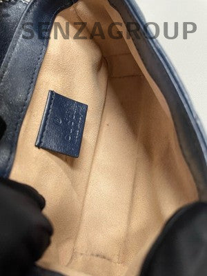 Gucci Marmont Mini Blue White Chain Shoulder Crossbody Bag Silver