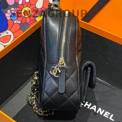 Chanel Black Gold Mini Quilted Chain Backpack - Classic Women's Fashion