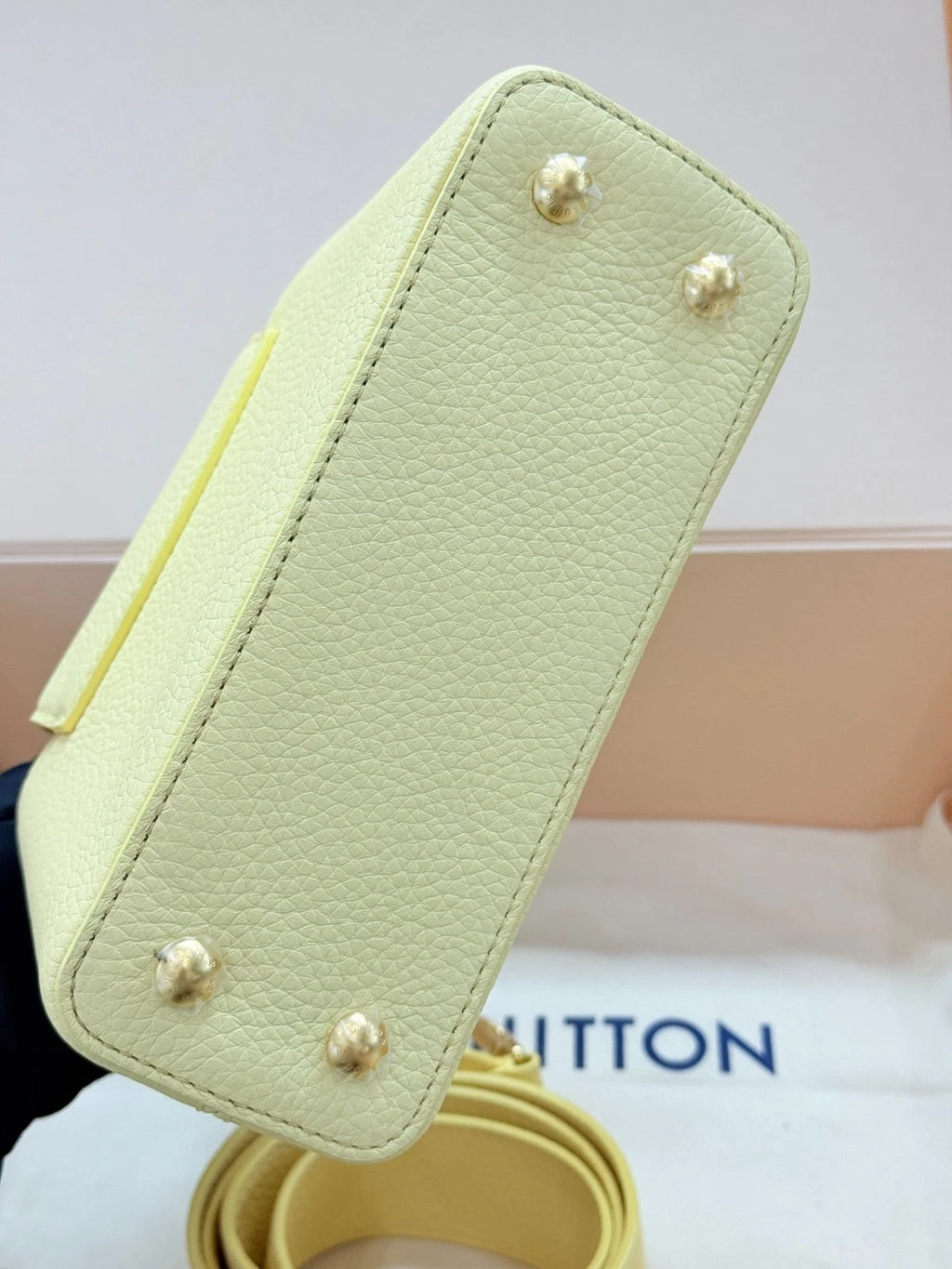 Louis Vuitton Calfskin Capucines Mini Shoulder Bag for Women Yellow