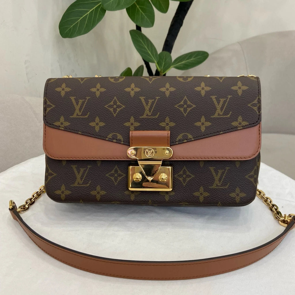 Louis Vuitton Marceau Chain Shoulder Bag Crossbody Brown Gold Women Classic