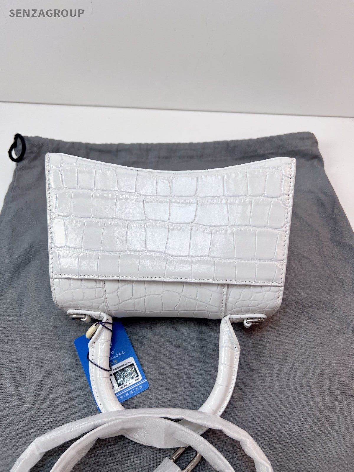 Balenciaga Hourglass XS Top Handle Alligator pattern 2WAY Shoulder Handbag Women