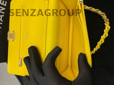 Chanel 22S WOC Yellow Quilted Gold Hardware Shoulder Crossbody Bag