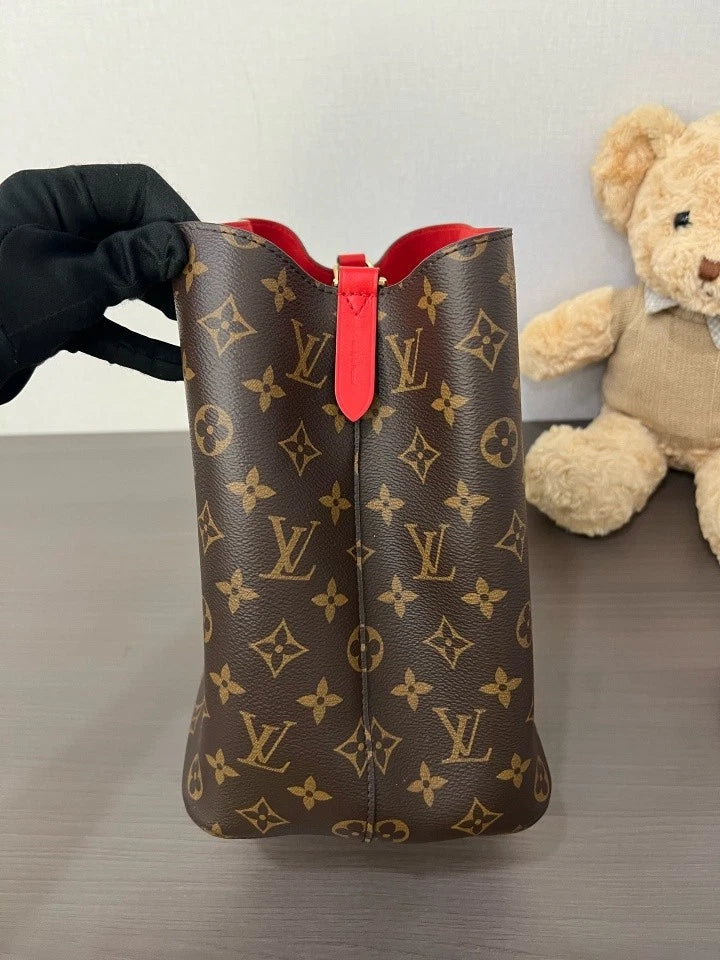 Louis Vuitton Canvas Red Bucket Bag For Women