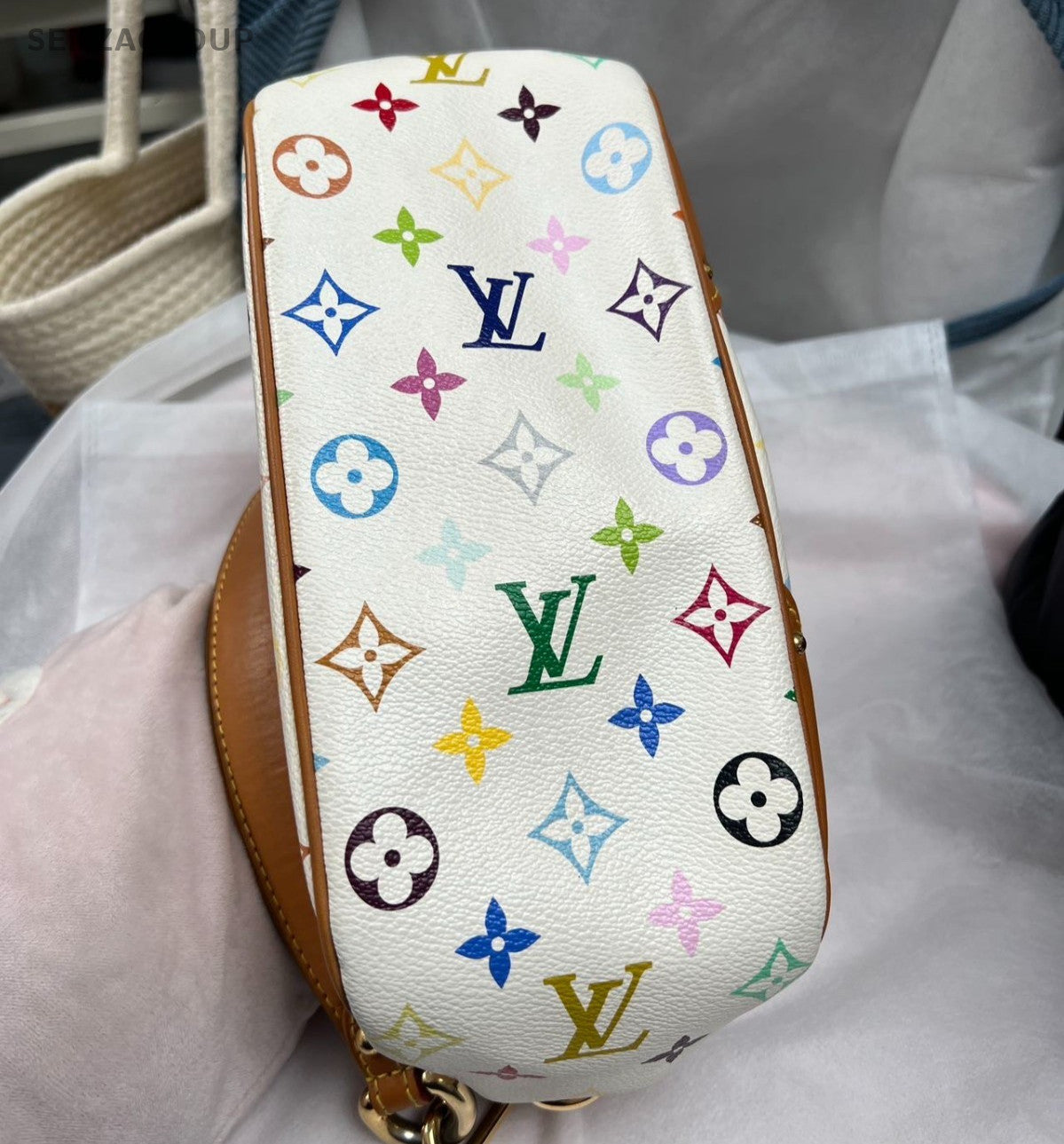 Louis Vuitton Monogram White Multicolor Shoulder Bag Women Classic