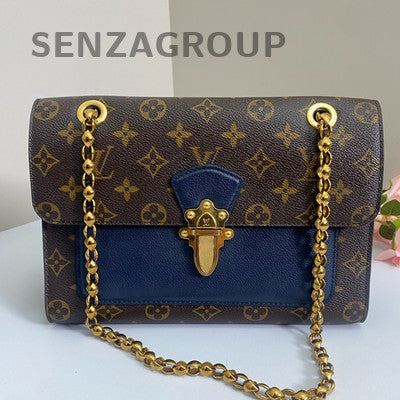 Louis Vuitton Victoire Monogram Blue Chain Crossbody Bag Women Classic