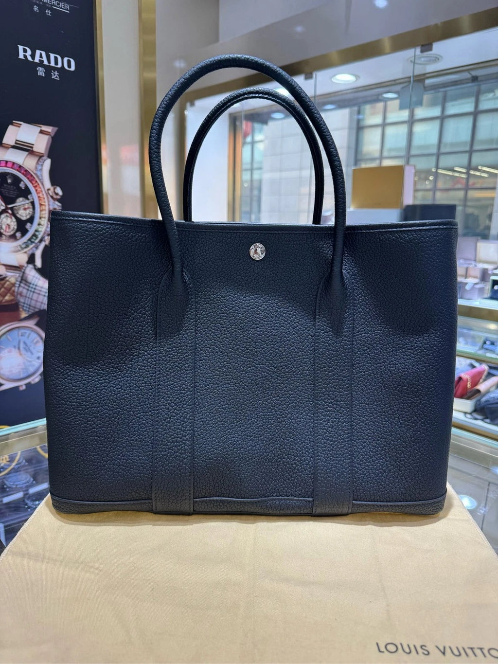 Pre-owned Hermes 36 Black Silver Garden Tote Bag For Women