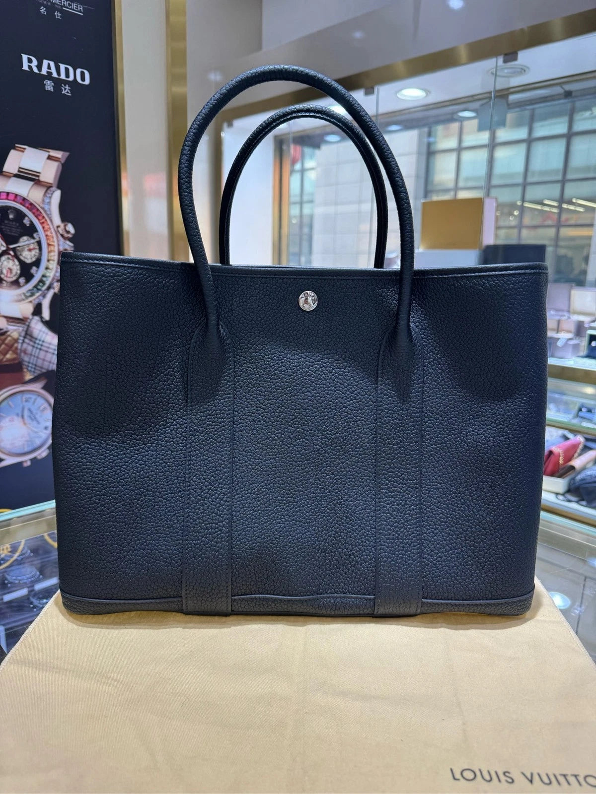Pre-owned Hermes 36 Black Silver Garden Tote Bag For Women