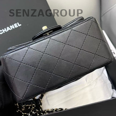 Chanel Classic Flap Black Gold Quilted Chain Shoulder Bag