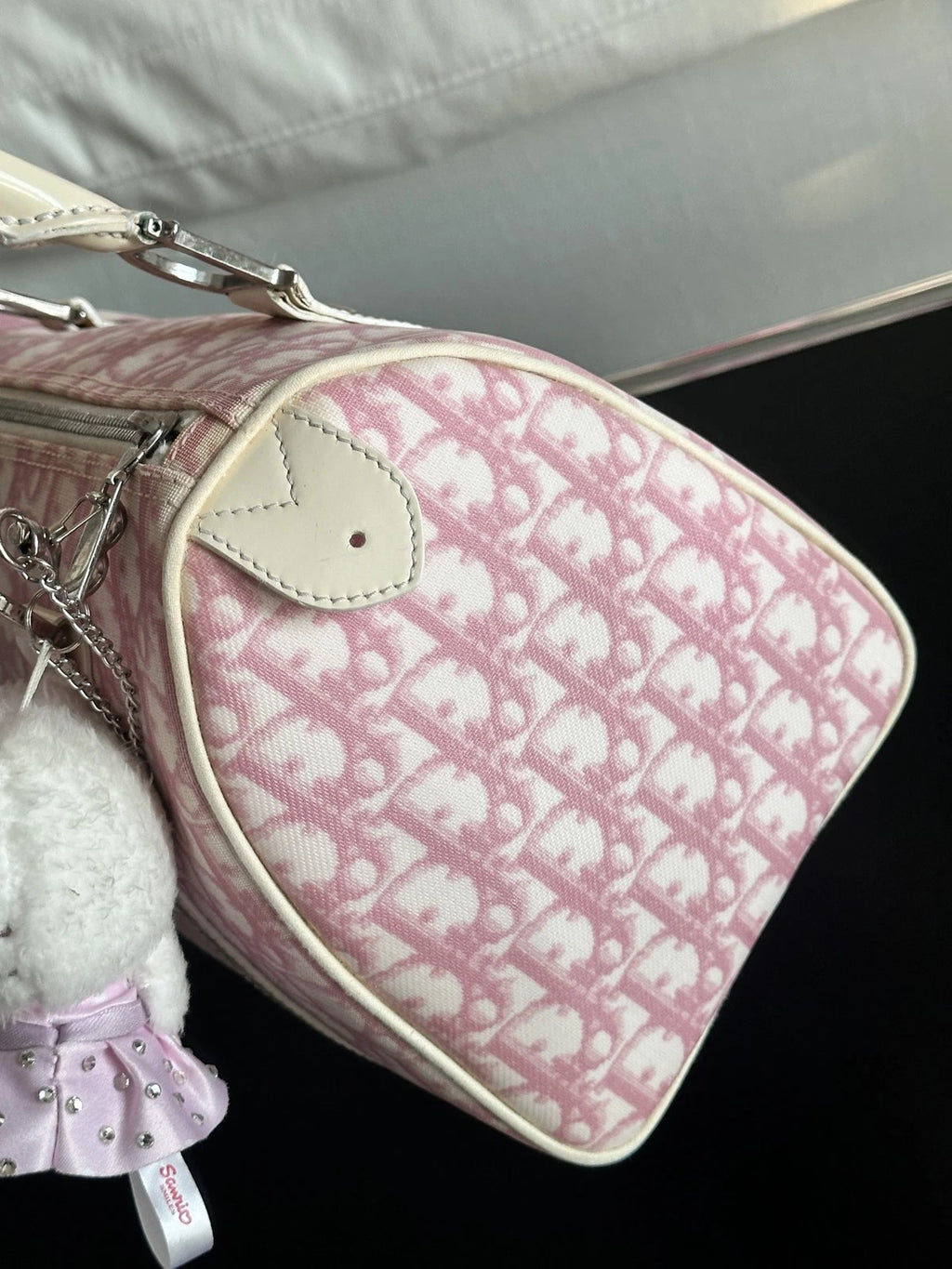 Christian Dior Monogram Tote Top Handle Shoulder Bag Pink Women Fashion