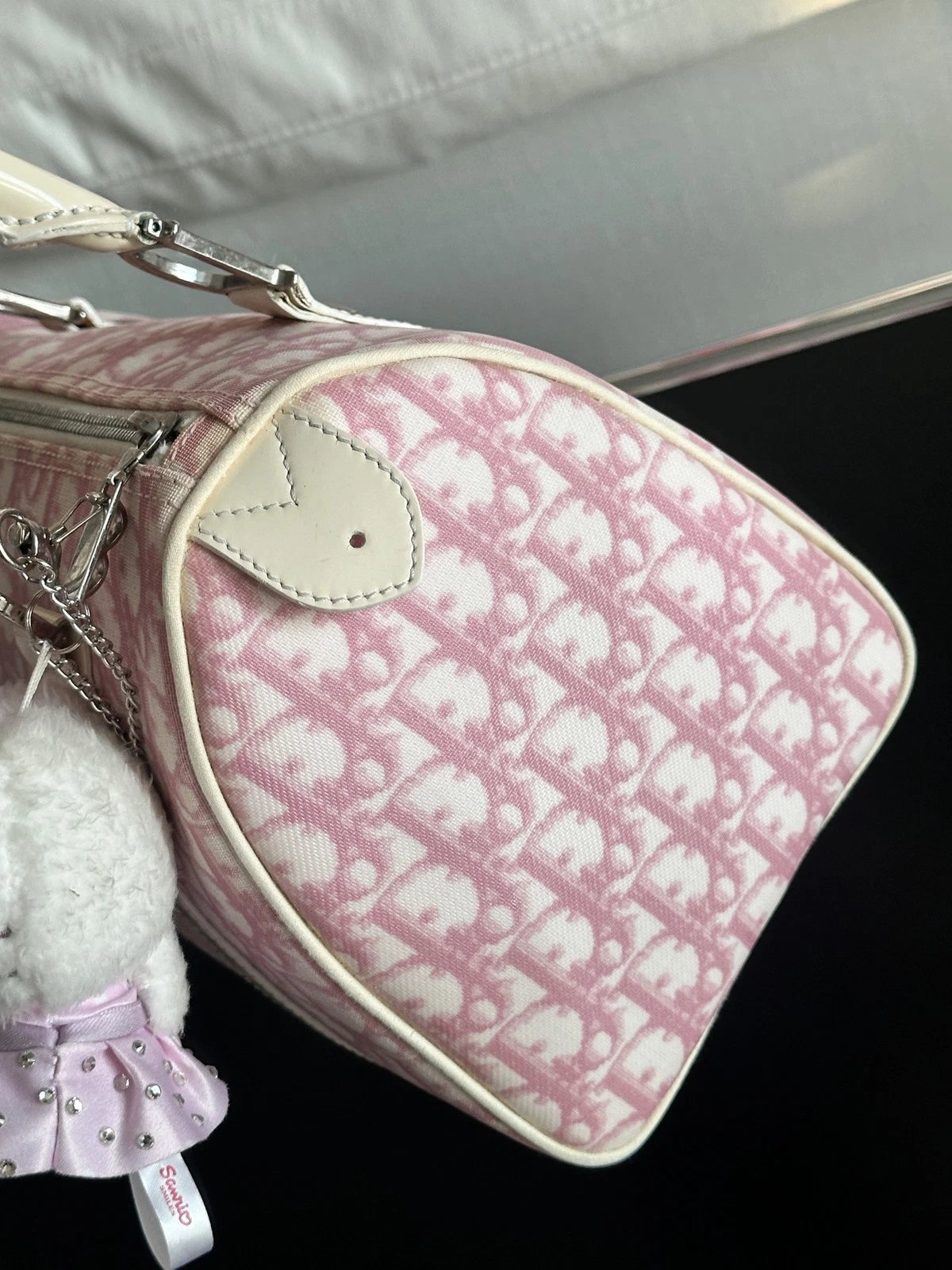 Christian Dior Monogram Tote Top Handle Shoulder Bag Pink Women Fashion
