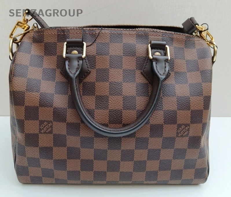 Louis Vuitton Speedy25 Damier Top Handle Bag Crossbody Brown Gold Women Classic