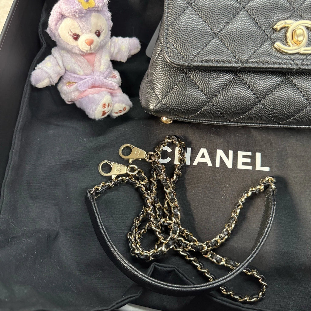 New CHANEL Coco Handle Mini Black Leather Top Handle Bag For Women