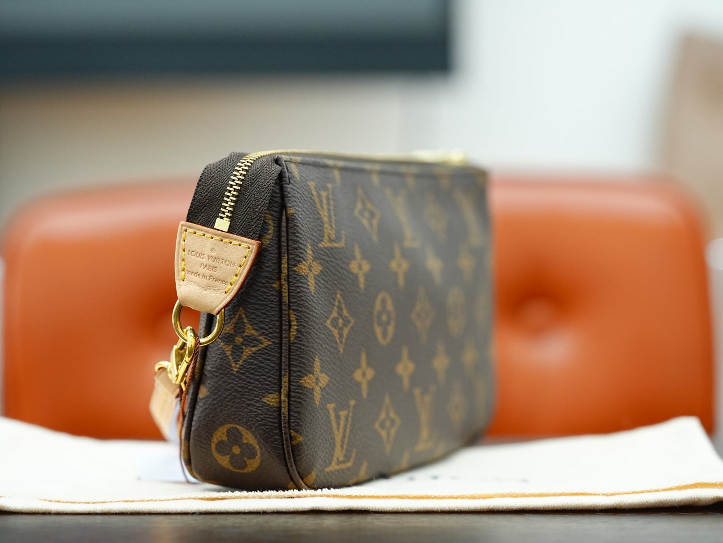 Louis Vuitton Monogram Pochette Accessories Shoulder Handbag Women Handbag Brown