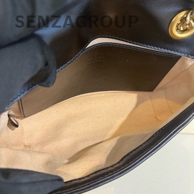 Gucci Marmont 22 Small Chain Shoulder Bag Black Gold Classic Women