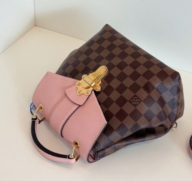 Louis Vuitton Clapton Damier Ebene Backpack Brown Pink Gold Women Classic
