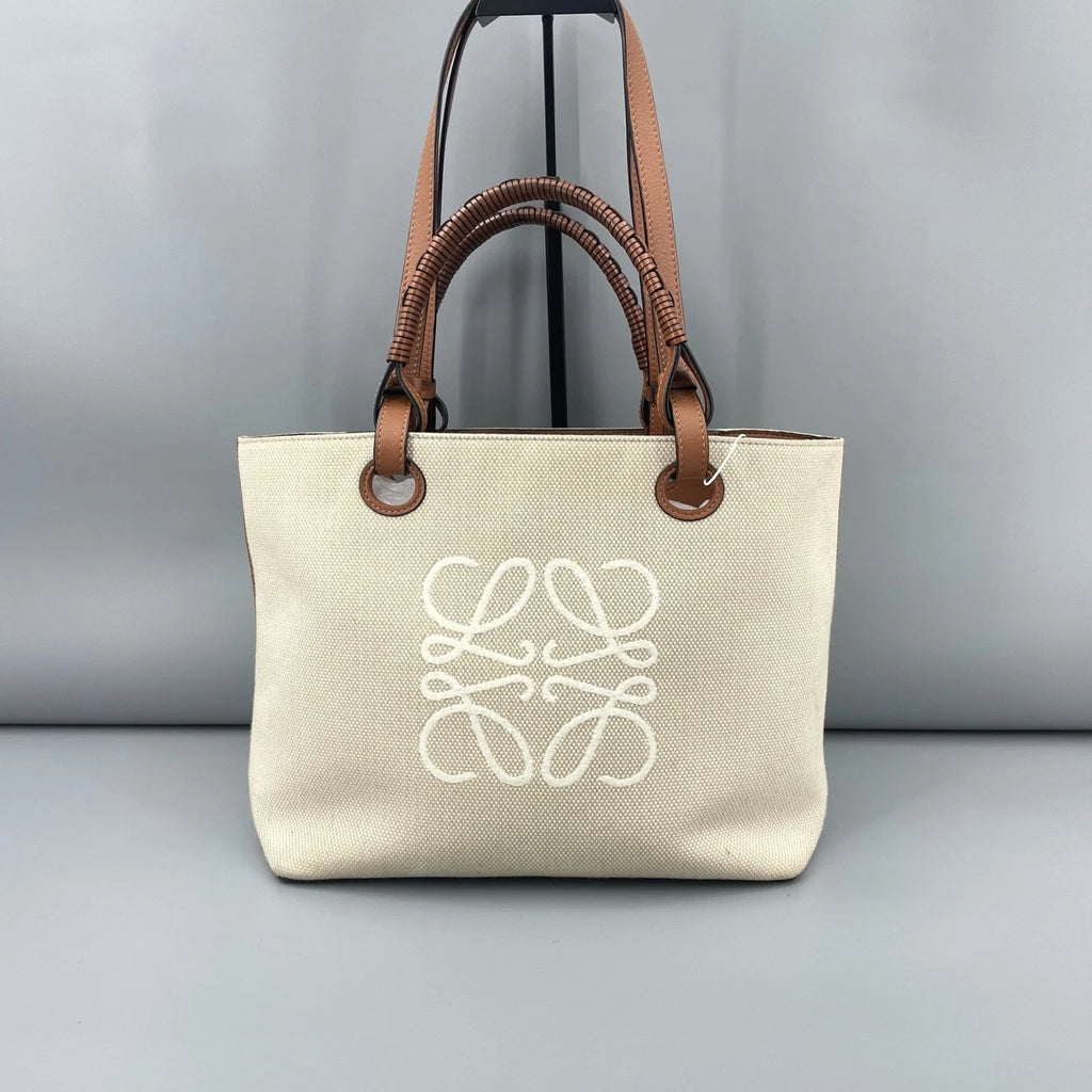LOEWE Canvas Brown Leather Tote Bag For Women