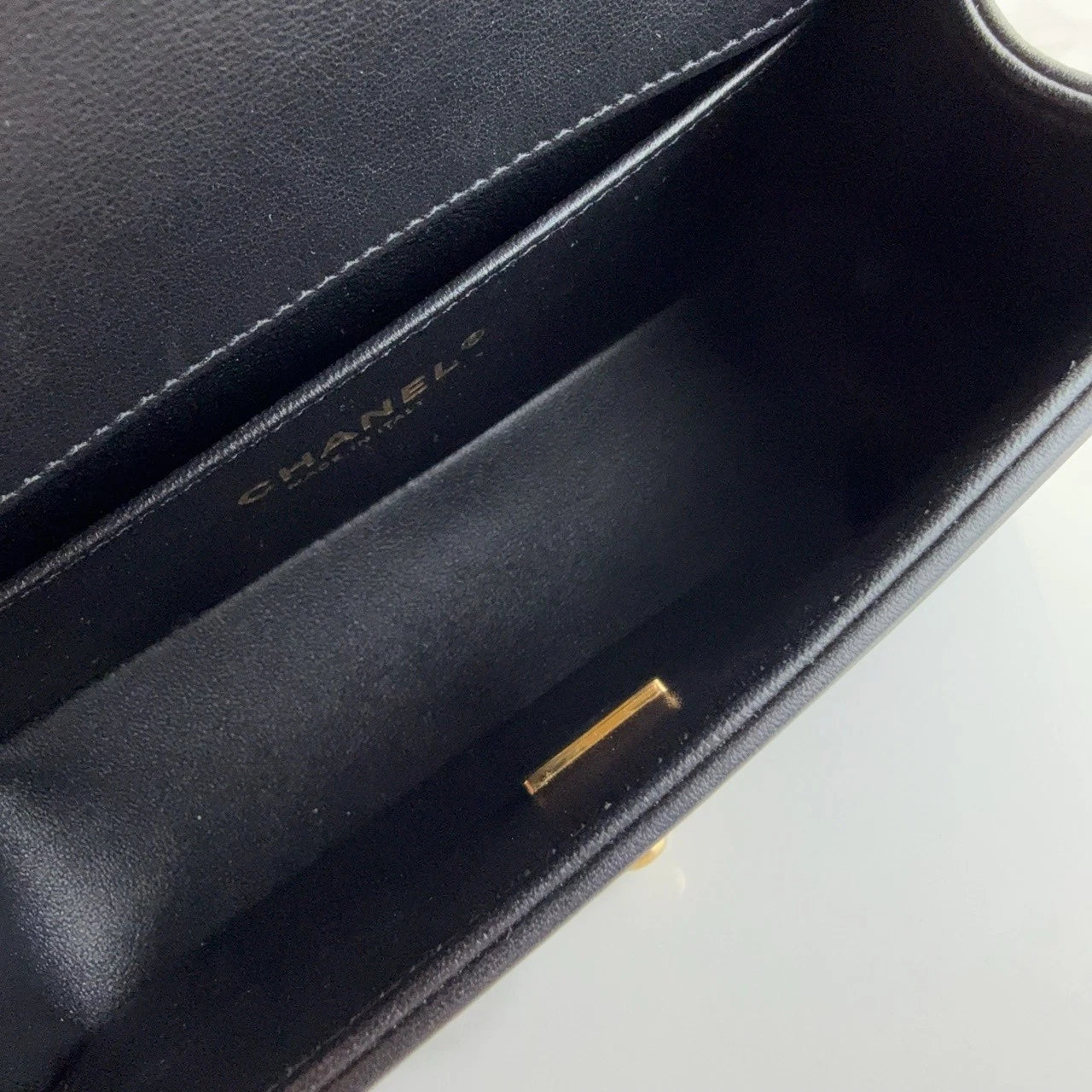 CHANEL LeBoy Small Black Leather Gold Hardware Shoulder Bag Women