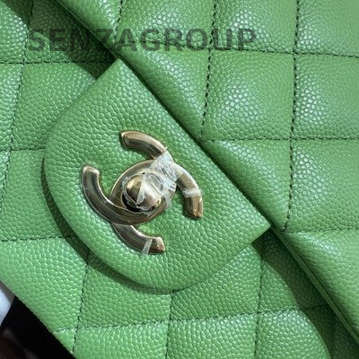 Chanel Classic Flap Medium Green Gold Hardware Quilted Shoulder Bag