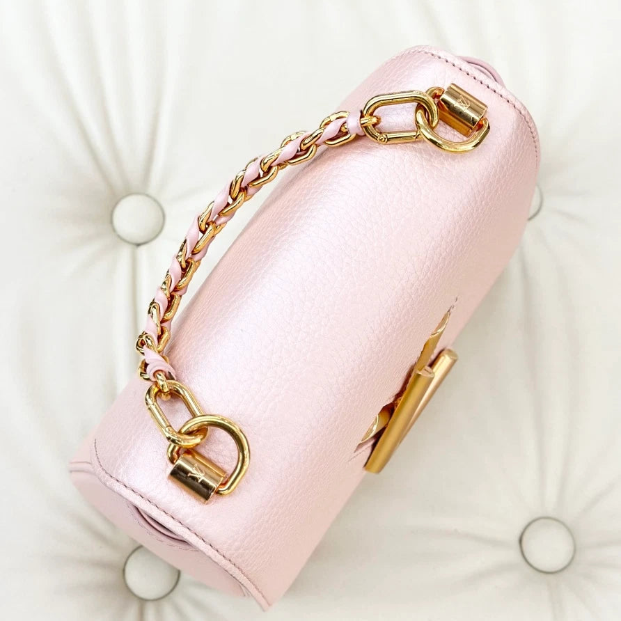 Louis Vuitton Twist PM Calfskin Top Handle Crossbody Bag Pink Gold Women S