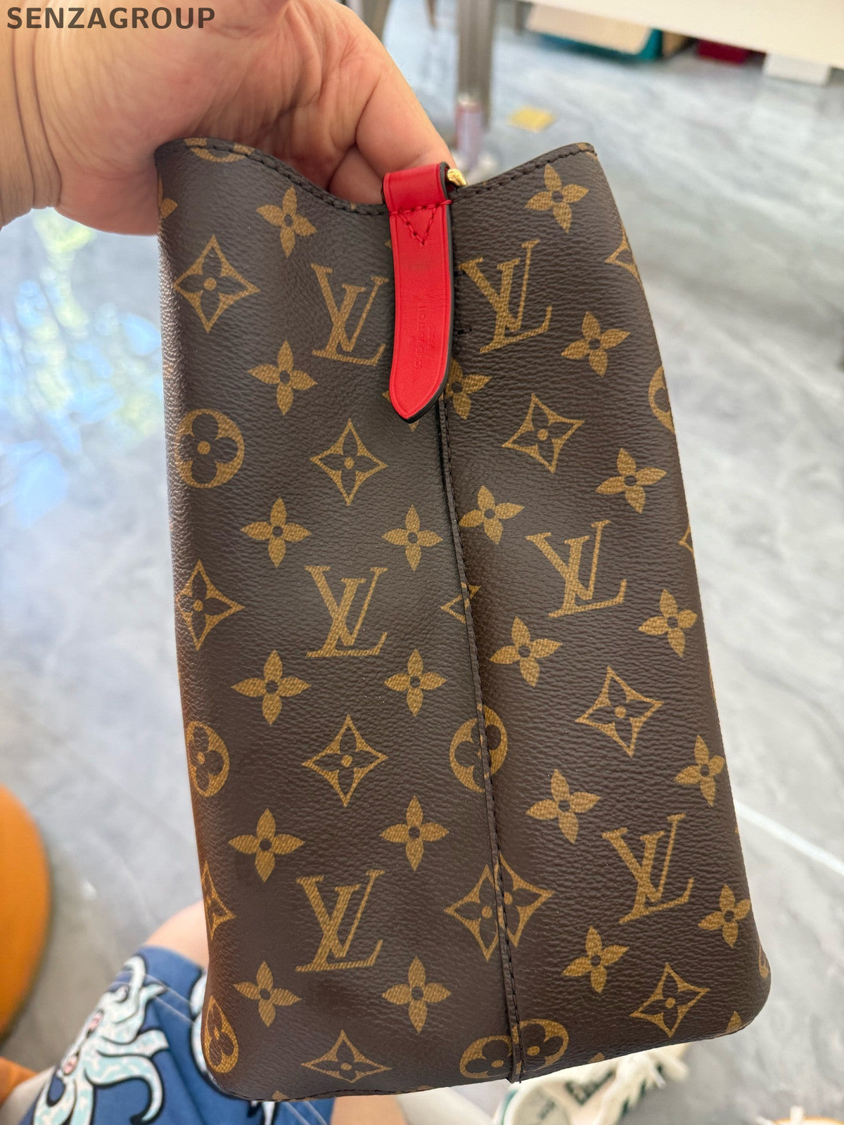Louis Vuitton Monogram Red Drawstring Bucket Shoulder Bag Classic Women