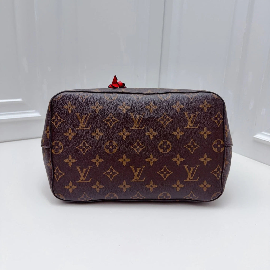 Louis Vuitton Bucket Monogram Canvas Shoulder Bag Brown Red Women Fashion