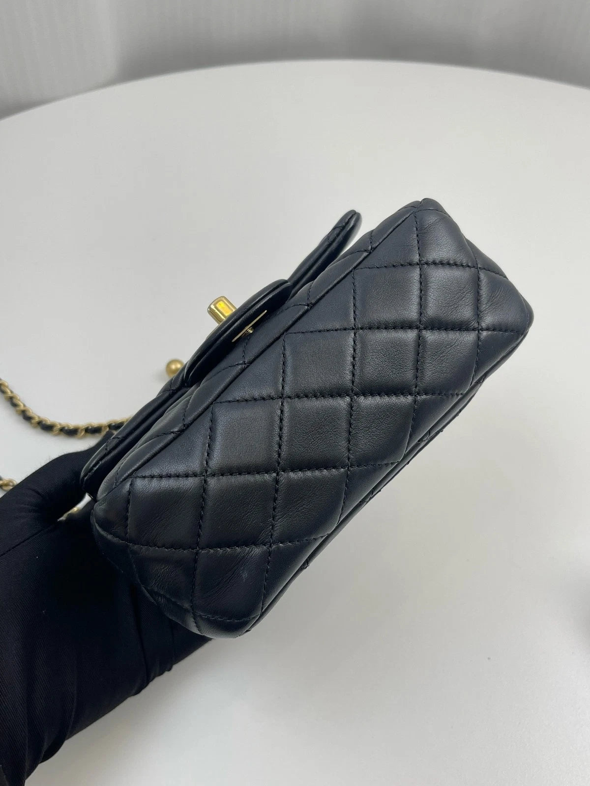 CHANEL Gold Ball Square Leather Crossbody Bag For Women