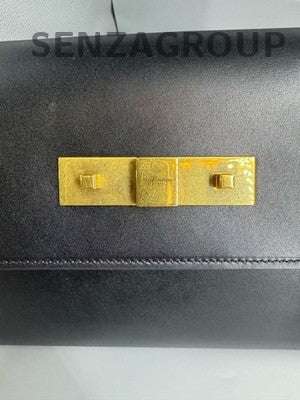 YSL Saint Laurent Manhattan Black Gold Top Handle Shoulder Bag Classic