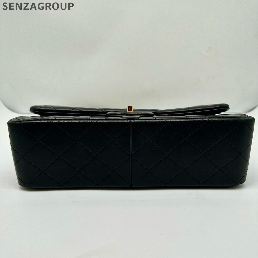 Chanel Classic Flap Jumbo Lambskin Shoulder Bag Black Gold
