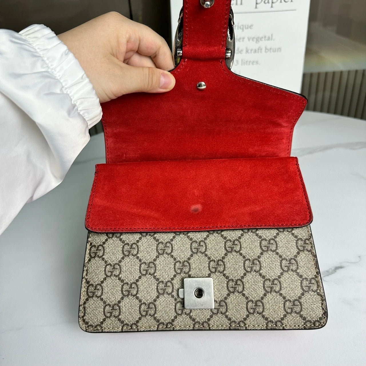 GUCCI Dionysus Small Red Leather Chain Shoulder Bag For Women