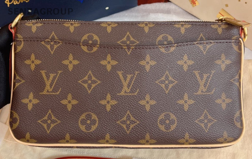 Louis Vuitton Monogram 2Way Shoulder Bag Crossbody Brown Gold Used Women Classic