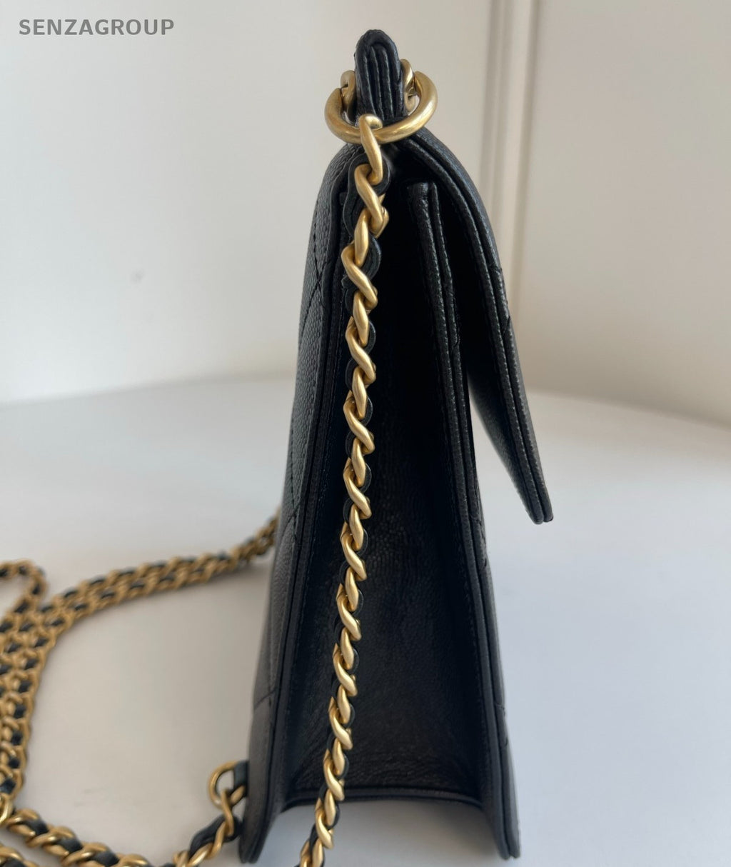Chanel 23A Diamond Calfskin Chain Backpack Black Gold Women Classic Fashion