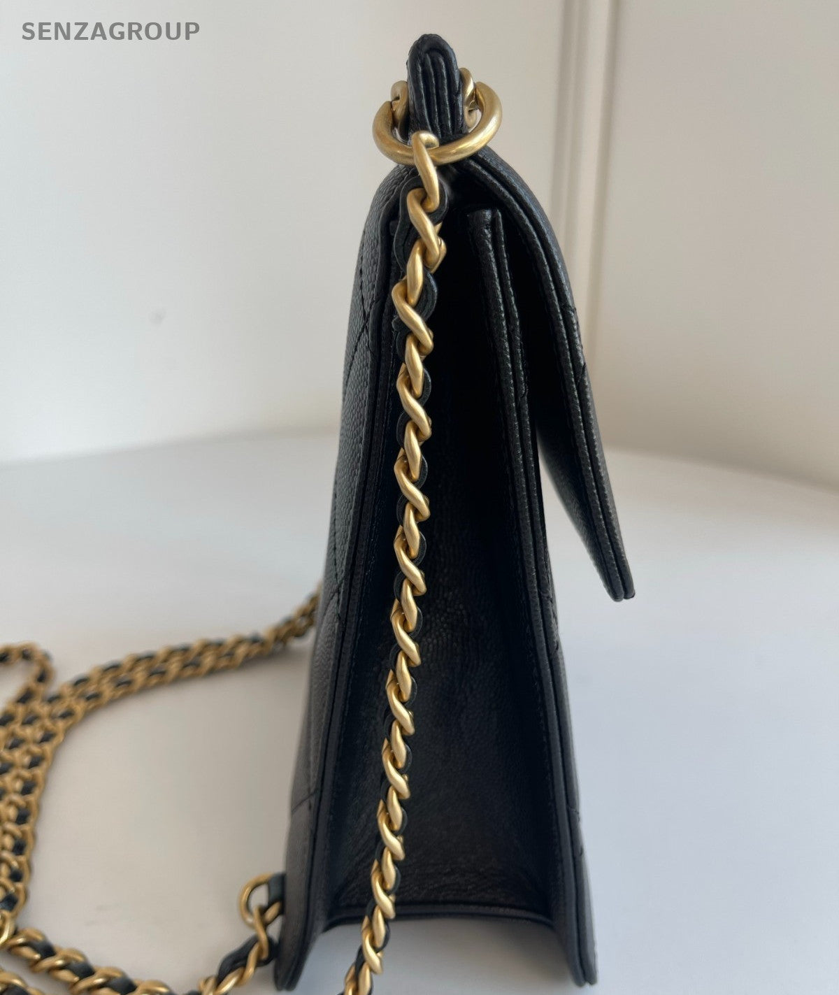 Chanel 23A Diamond Calfskin Chain Backpack Black Gold Women Classic Fashion