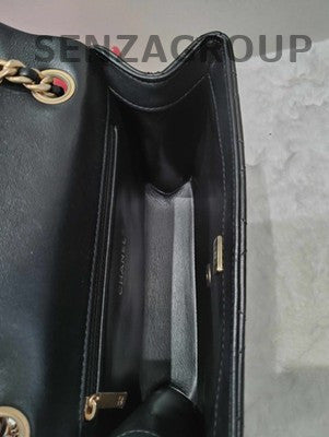 Chanel Classic Flap Quilted Chain Shoulder Bag Black Gold Women's Fashion
