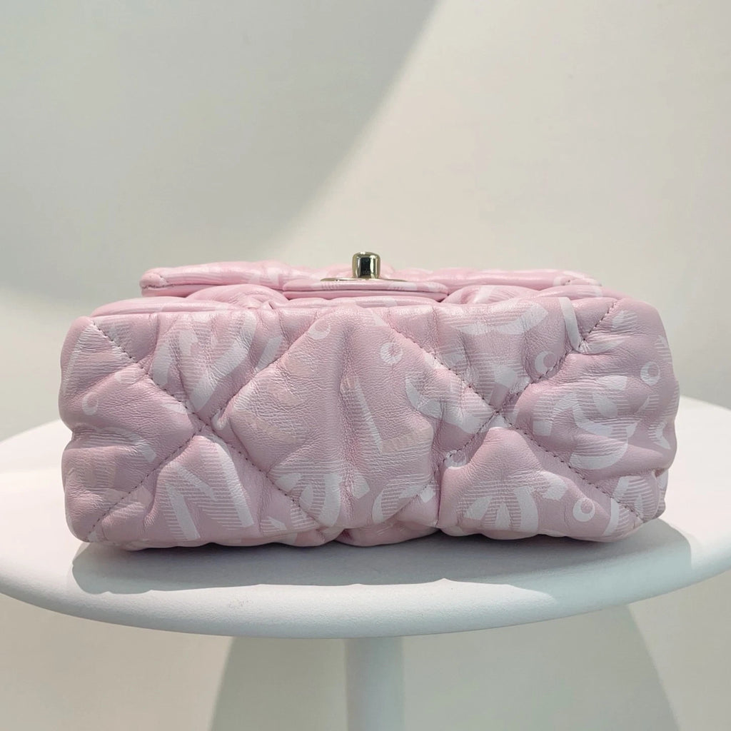 Chanel Puffy Square Flap Bag Crossbody &amp; Shoulder Bag Light Pink