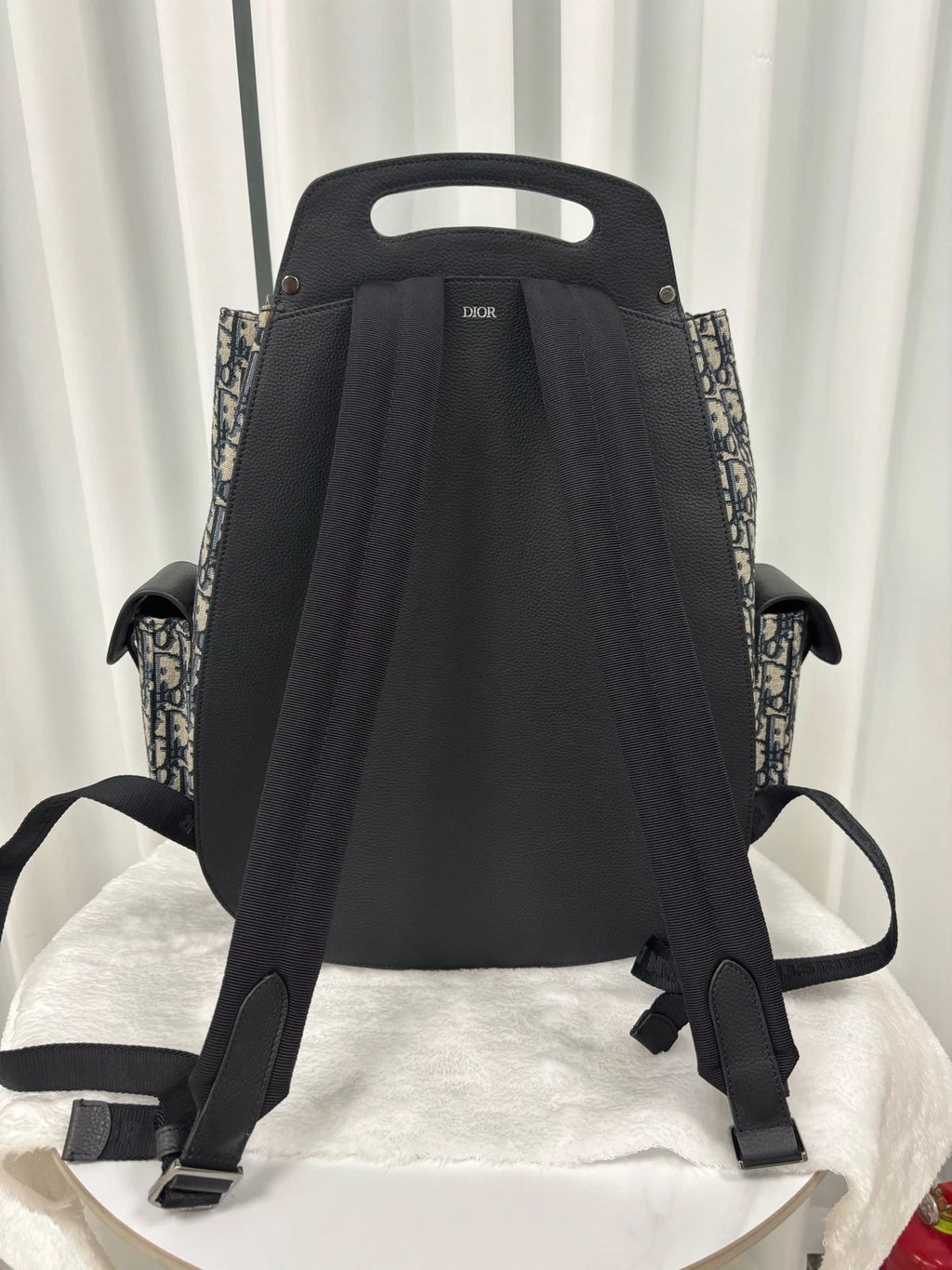 Dior Saddle Canvas Blue Backpack Excellent