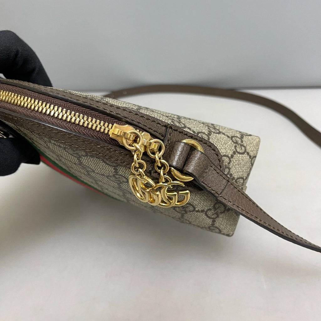 Authentic Gucci Ophidia Bell Bag Shoulder Crossbody Bag Brown Gold Hardware