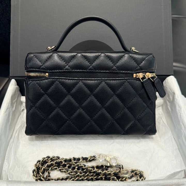 Chanel Lunch Box Bag Calfskin Chain Top Handle Crossbody Bag Women D
