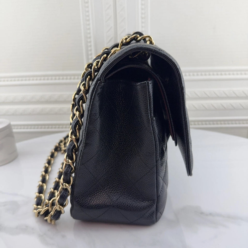 CHANEL CF Jumbo Black Leather Chain Shoulder Bag For Women