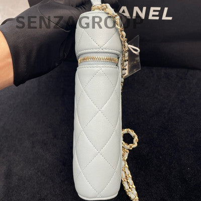 Chanel Quilted Chain Crossbody Phone Bag - White Gold