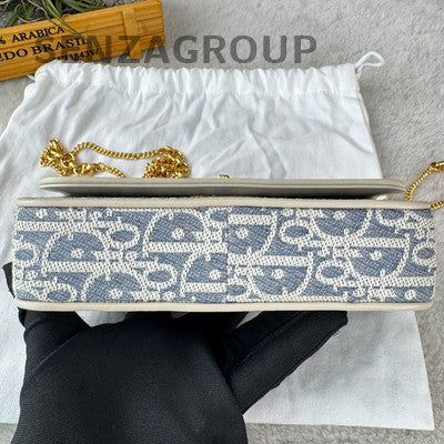 Dior Miss Caro Small Blue Gold Print Chain Shoulder Bag Classic