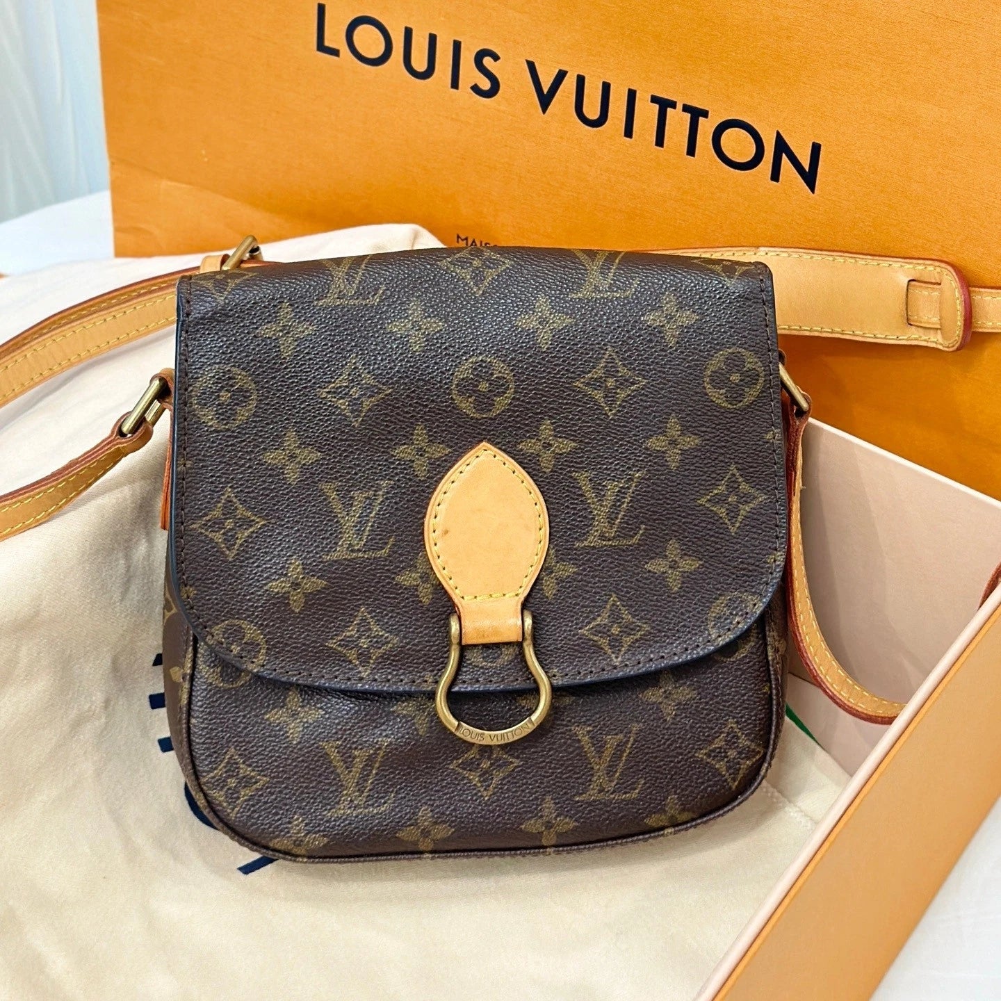 Louis Vuitton Saddle Monogram Canvas Shoulder Bag Excellent