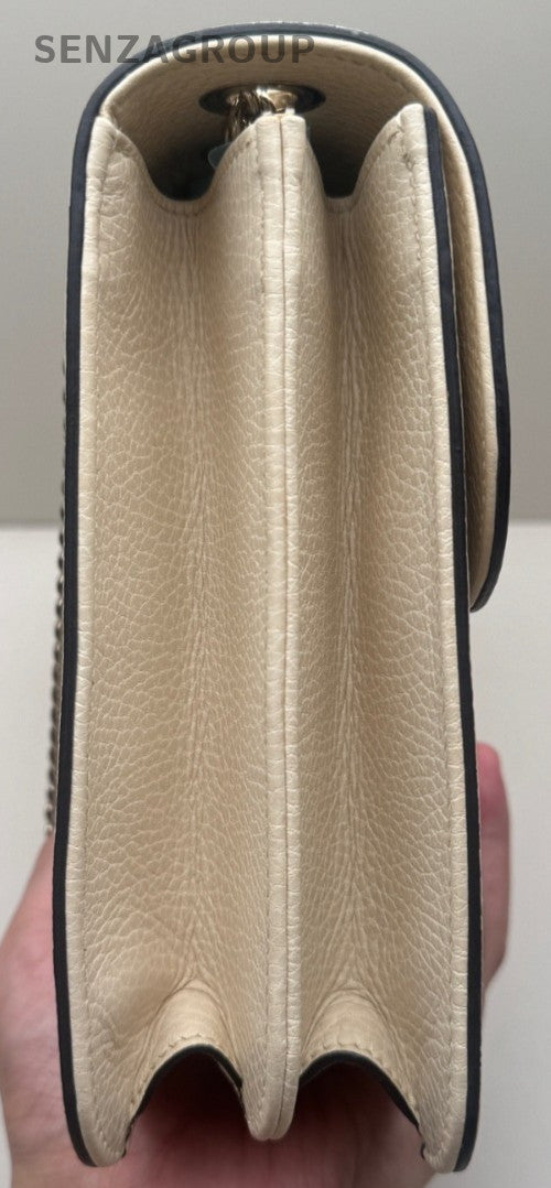 Gucci GG Textured Calfskin Shoulder Crossbody Bag Cream Almost Brand New