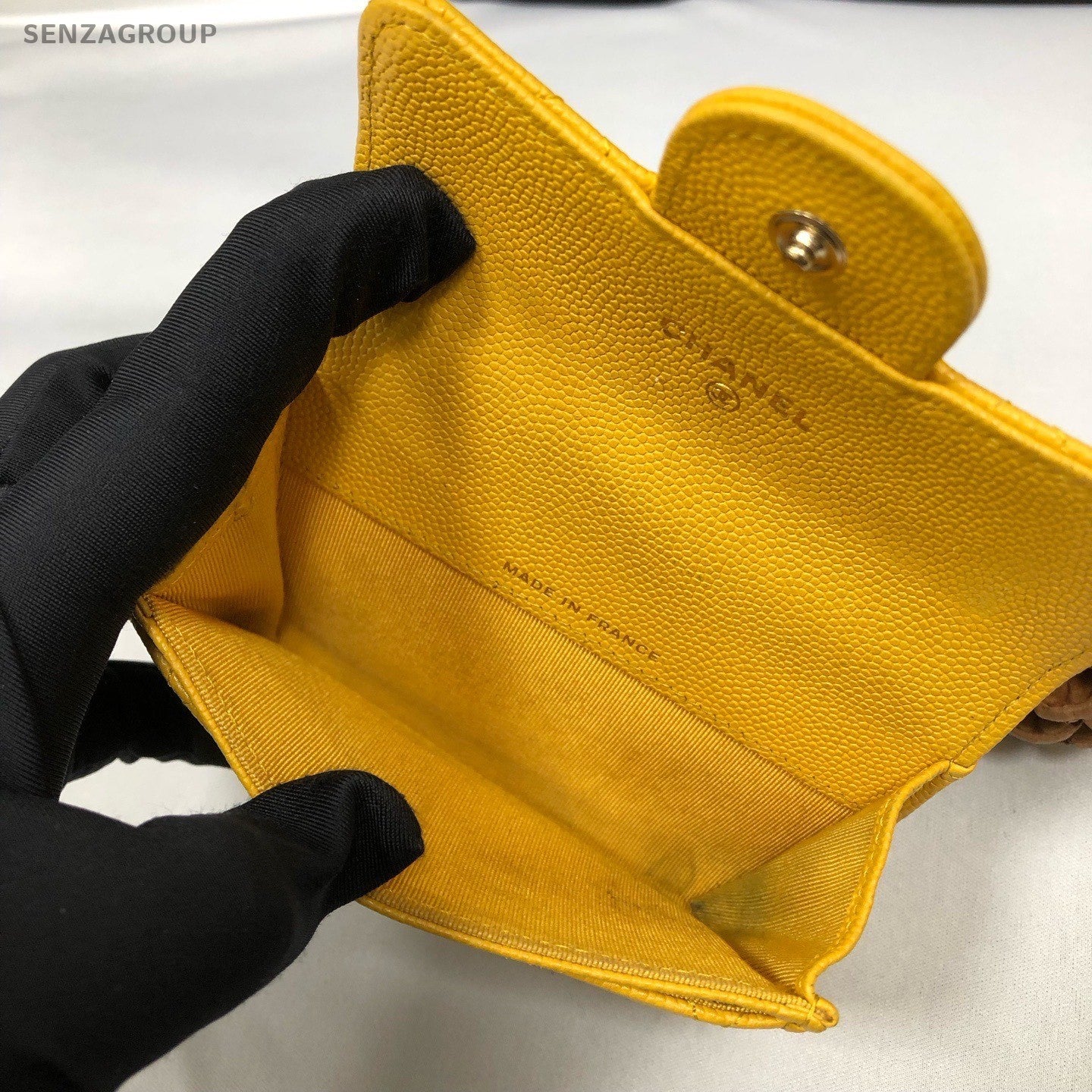 Chanel Classic Flap Clutch Yellow Gold Diamond Pattern Used Women Classic