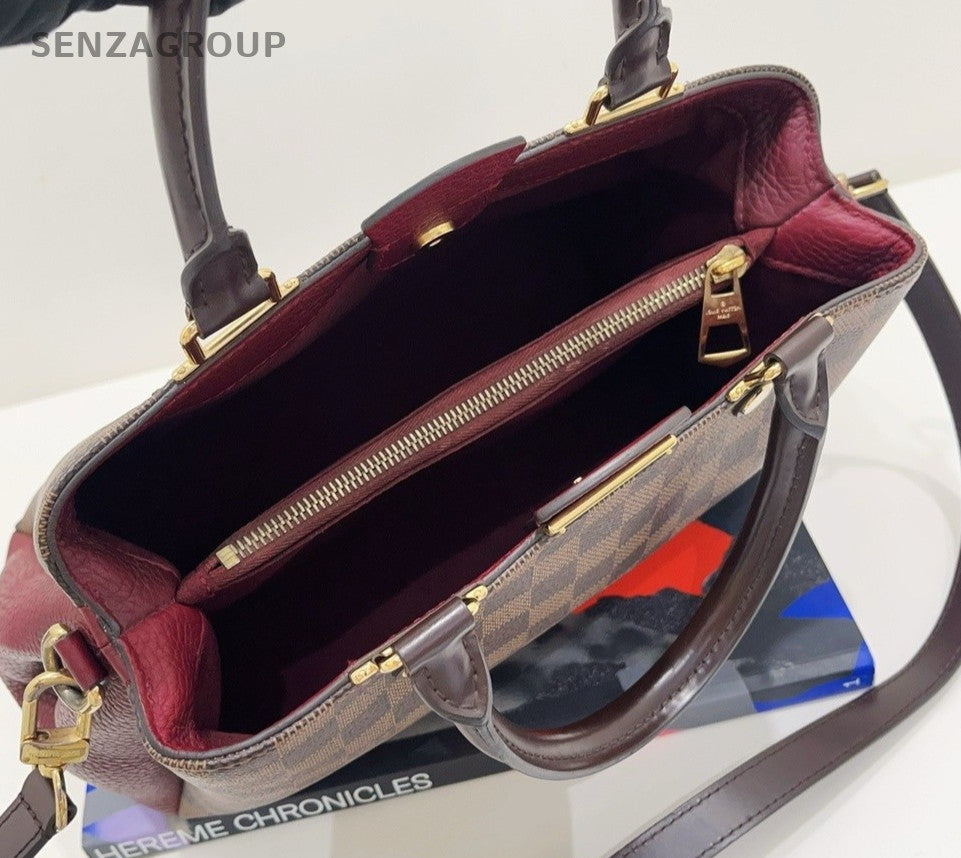 Louis Vuitton Brittany Damier Ebene Top Handle Shoulder Crossbody Bag Brown