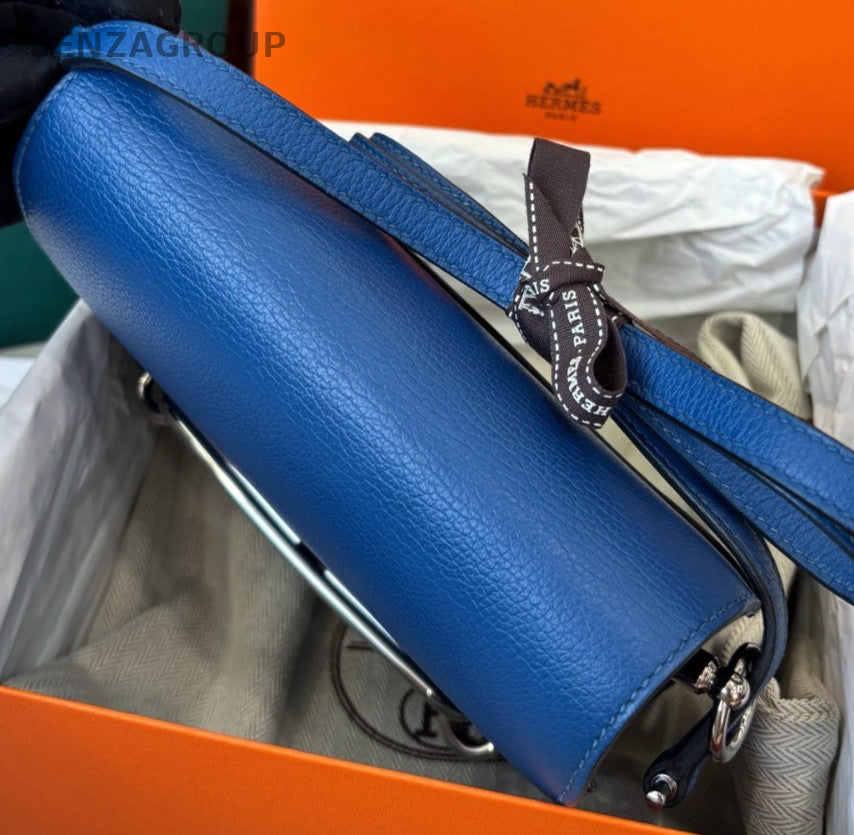 Hermes Roulis19 Mini Crossbody Blue Silver Women Classic Designer