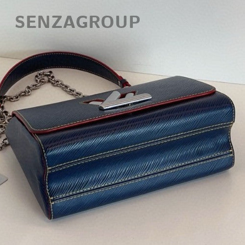 Louis Vuitton Twist MM Epi Chain Shoulder Bag Blue Silver Women Classic