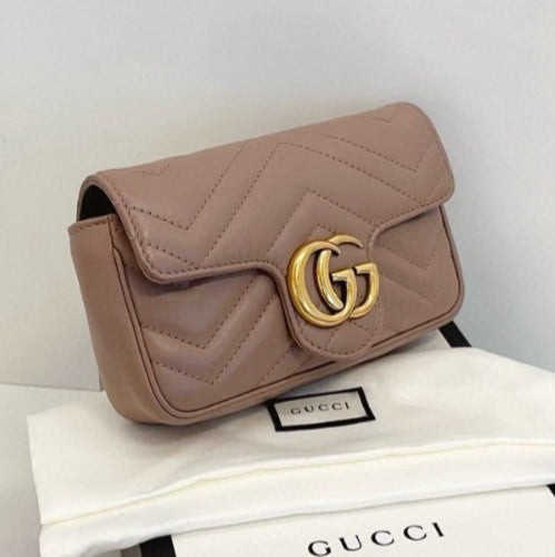 GUCCI GG Marmont Mini Milk tea Color Chain Strap Shoulder bag Crossbody