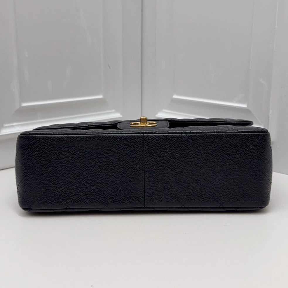 Chanel Classic Flap Jumbo Calfskin Chain Black Shoulder Bag Crossbody GHW